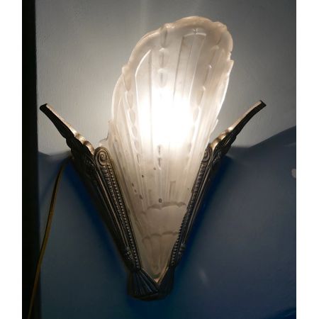 Antike Art Deco Wandlampen Glas Chrom britisch ca 1920