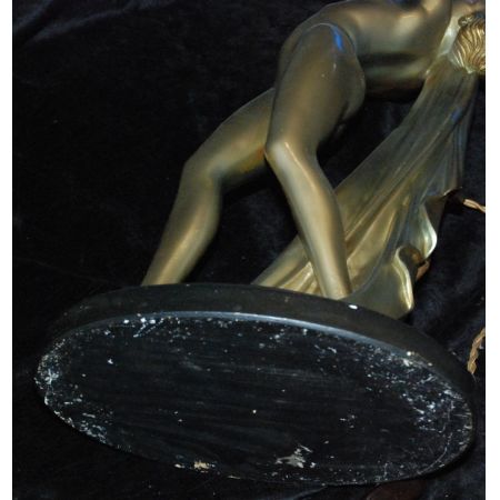 Antike Art Deco Lampe Skulptur Figur Bronze englisch ca 1930