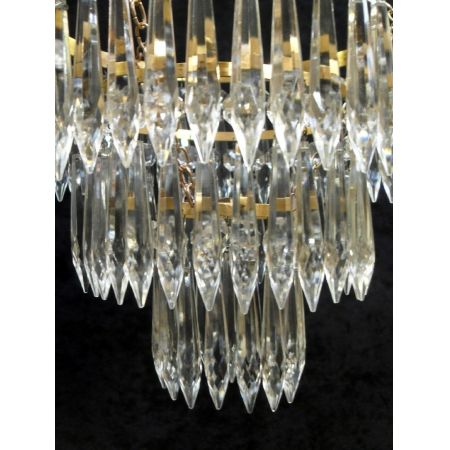 Italienischer antiker Art Deco Kronleuchter Kristallglas Messing ca 1930