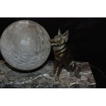 Britische Art Deco Kristallglas Lampe Skulpturen Figuren Marmor antik ca 1930