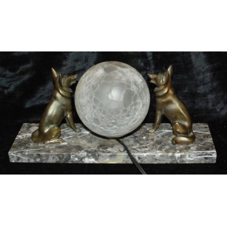 Britische Art Deco Kristallglas Lampe Skulpturen Figuren Marmor antik ca 1930