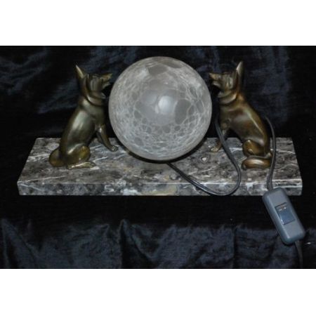 Britische Art Deco Kristallglas Lampe Skulpturen Figuren Marmor antik ca 1930