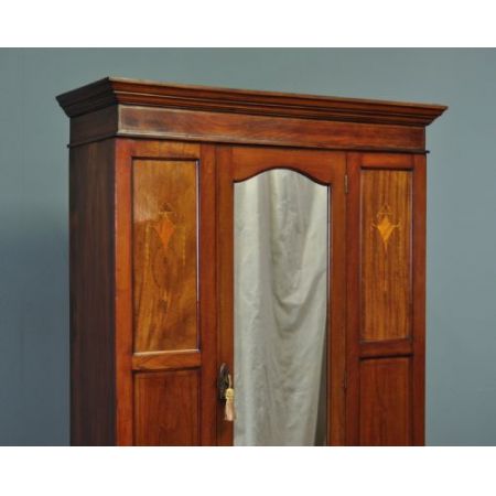 Edwardianischer antiker Mahagoni Kleiderschrank britisch ca 1890