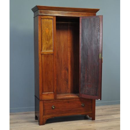 Edwardianischer antiker Mahagoni Kleiderschrank britisch ca 1890