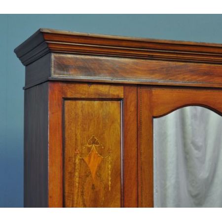 Edwardianischer antiker Mahagoni Kleiderschrank britisch ca 1890
