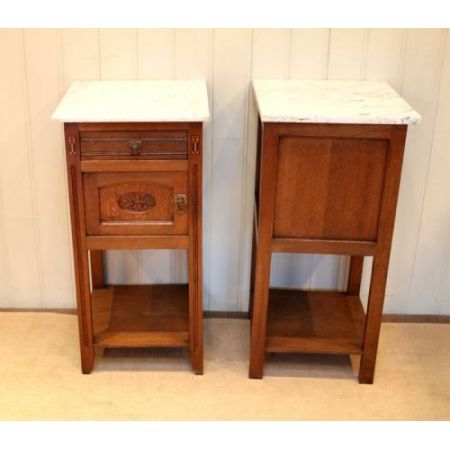 Antike französische Eichen Nachtschränke ca 1900