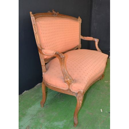 Französisches Sofa Nussbaum Stoff Couch antik ca 1890