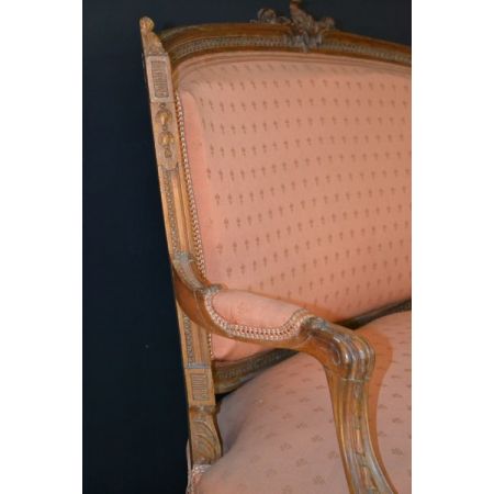 Französisches Sofa Nussbaum Stoff Couch antik ca 1890