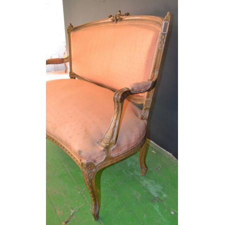 Französisches Sofa Nussbaum Stoff Couch antik ca 1890