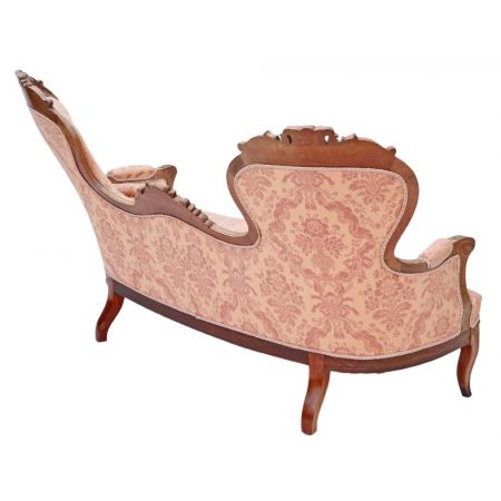 Antikes französisches Nussbaum Sofa Stoff Couch ca 1890