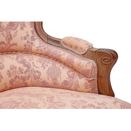 Antikes französisches Nussbaum Sofa Stoff Couch ca 1890
