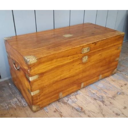 Antike britische Massivholz Truhe ca 1870