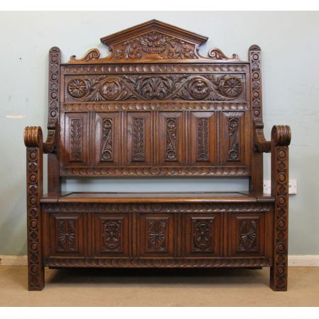 Viktorianische antike Holzbank Eichen Bank englisch ca 1860