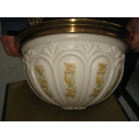 Antiker britischer Lampenschirm Milchglas Messing ca 1920