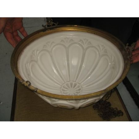 Antiker britischer Lampenschirm Milchglas Messing ca 1920