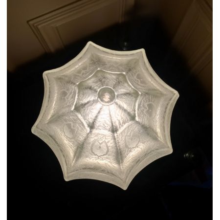 Antike französische Art Deco Deckenlampe Tischlampe Kristallglas ca 1920