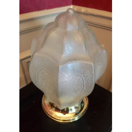 Antike französische Art Deco Deckenlampe Tischlampe Kristallglas ca 1920