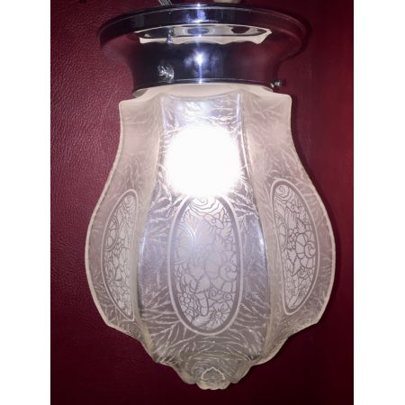 Antike französische Art Deco Deckenlampe Tischlampe Kristallglas ca 1920
