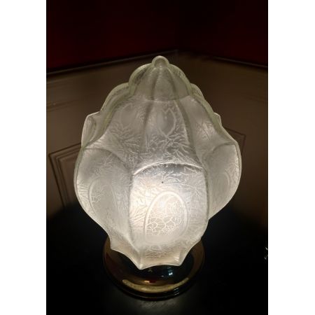 Antike französische Art Deco Deckenlampe Tischlampe Kristallglas ca 1920