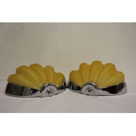 Antike britische Wandleuchten Art Deco Chrom Glas ca 1930