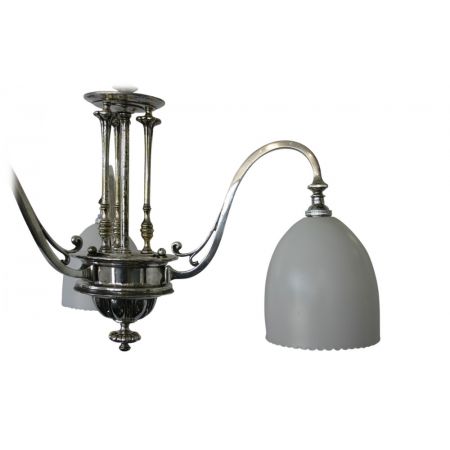 Edwardianische antike Deckenlampe Chrom Messing britisch ca 1890