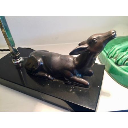 Antike Art Deco Schreibtischlampe Chrom Granit Figur englisch ca 1930