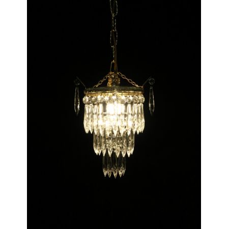 Italienischer antiker Art Deco Kronleuchter Kristallglas Messing ca 1930