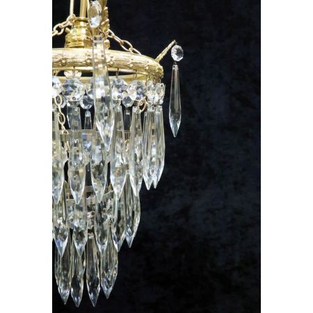 Italienischer antiker Art Deco Kronleuchter Kristallglas Messing ca 1930