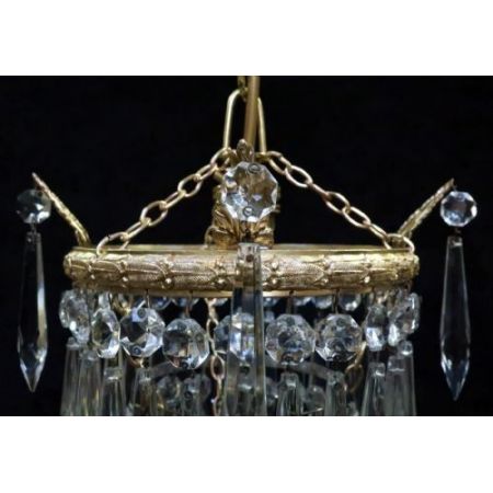 Italienischer antiker Art Deco Kronleuchter Kristallglas Messing ca 1930