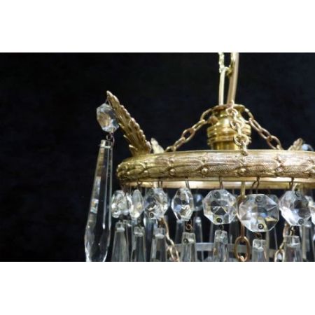 Italienischer antiker Art Deco Kronleuchter Kristallglas Messing ca 1930