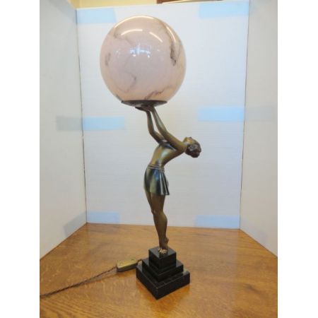 Antike britische Art Deco Lampe Figur Tischlampe Skulptur ca 1930