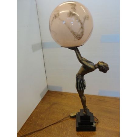 Antike britische Art Deco Lampe Figur Tischlampe Skulptur ca 1930
