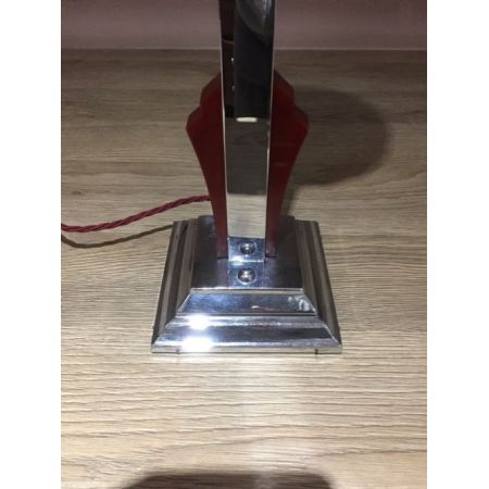 Antike britische Art Deco Tischlampe Glas Chrom ca 1930