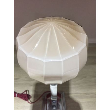 Antike britische Art Deco Tischlampe Glas Chrom ca 1930