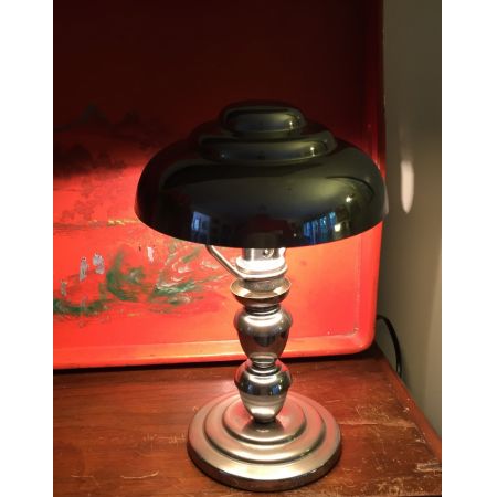 Antike britische Art Deco Schreibtischlampe Chrom ca 1930