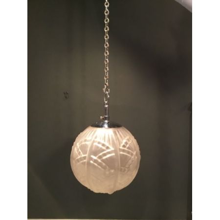 Antike britische Art Deco Deckenlampe Opalglas Hängelampe ca 1930