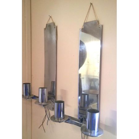 Antike britische Art Deco Wandlampen Chrom ca 1920