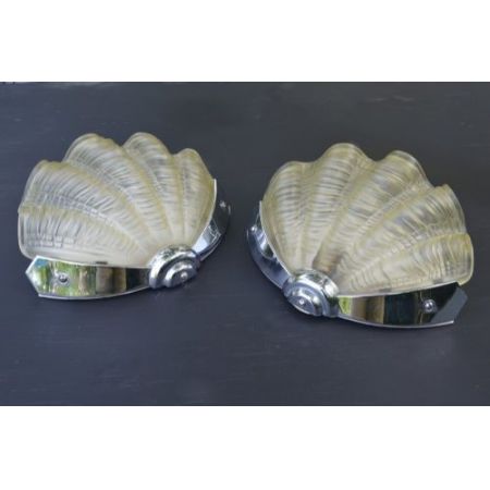 Antike Art Deco Wandlampen Glas Chrom britisch ca 1930