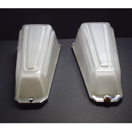 Antike britische Art Deco Wandlampen Glas Chrom ca 1930