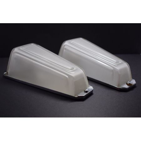 Antike britische Art Deco Wandlampen Glas Chrom ca 1930