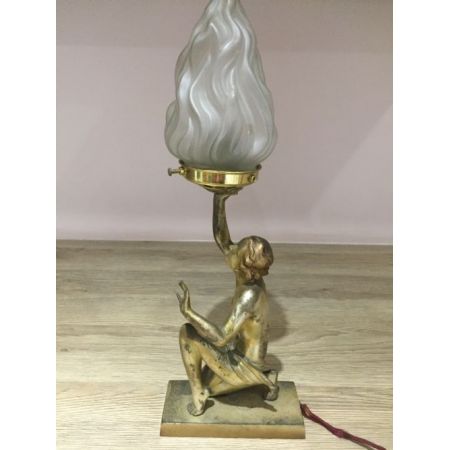 Antike britische Art Deco Tischleuchte Figur ca 1930