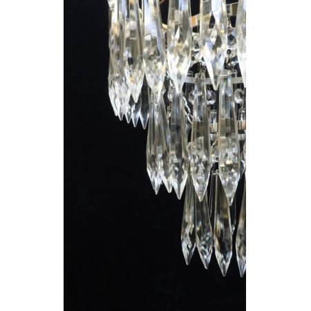 Antiker italienischer Art Deco Kronleuchter Lüster Messing Kristallglas ca 1930