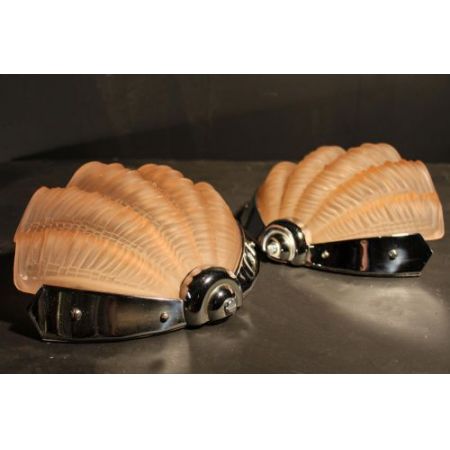 Antike Art Deco Wandlampen Glas Chrom britisch ca 1930