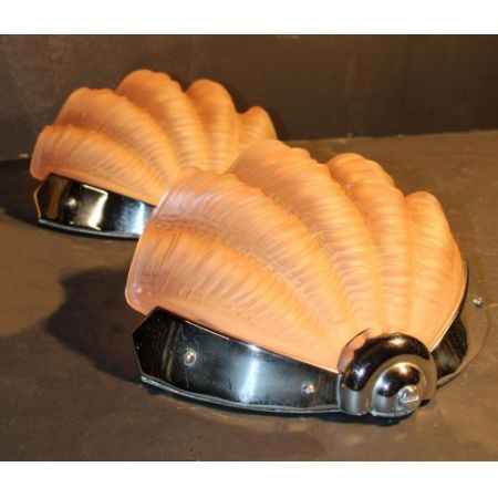 Antike Art Deco Wandlampen Glas Chrom britisch ca 1930