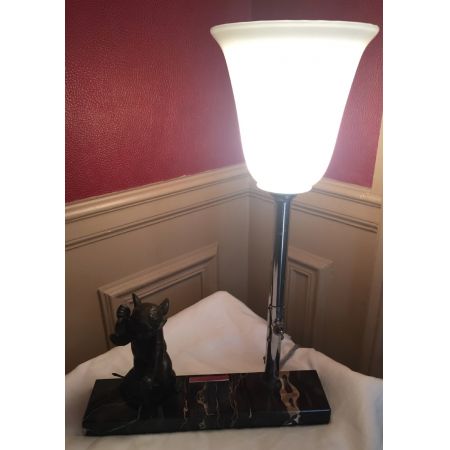 Antike Art Deco Tischlampe Chrom Granit Figur Skulptur britisch ca 1930