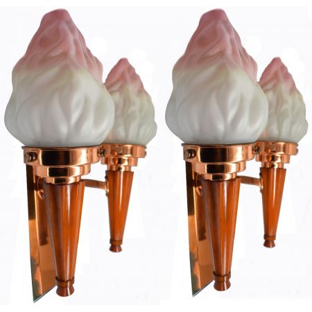 Antike Art Deco Wandlampen Bekalit Kupfer britisch ca 1930