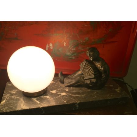 Antike britische Art Deco Tischlampe Bronze Skulptur Figur ca 1920