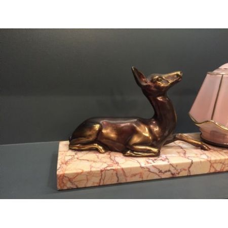 Antike Art Deco Tischlampe Marmor Bronze Figur französisch ca 1930