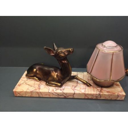 Antike Art Deco Tischlampe Marmor Bronze Figur französisch ca 1930