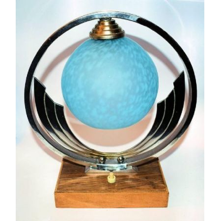 Antike französische Art Deco Tischlampe Chrom ca 1930